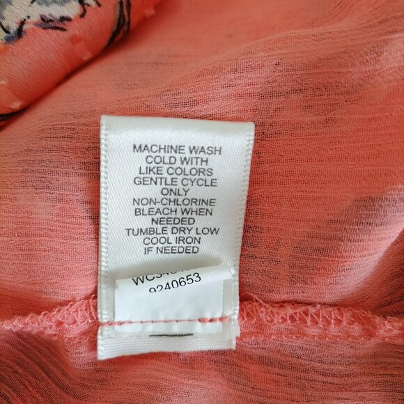 Studio Womens Peachy Pink Round Neck Bell Sleeve Floral Peasant Top Size 2X - Picture 7 of 7